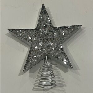 Wondershop - Silver Glitter Sparkle Star Tree Topper - unlit - 9 inches